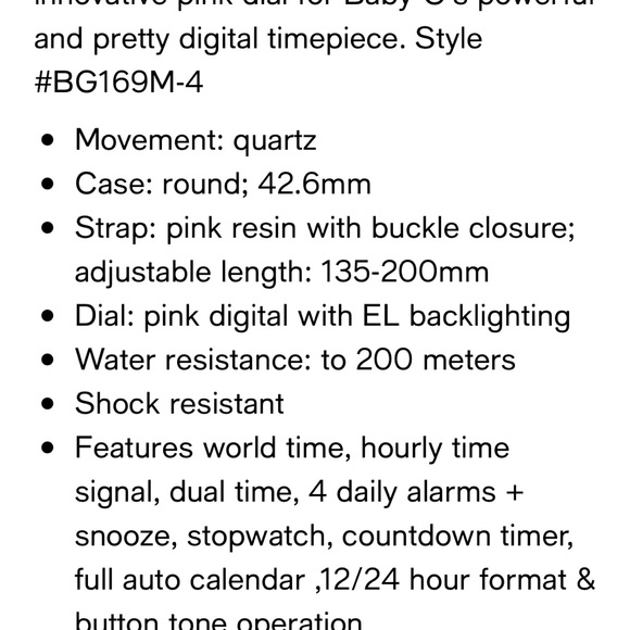 G-SHOCK:NWT, ORIGINAL BOX & MANUEL,BABY-G-PINK/PINK FACE, DIGITAL WOMEN’S WATCH. - Picture 10 of 10